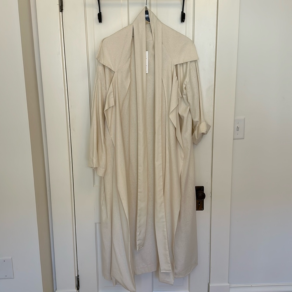 Hackwith Design House oversized lapel coat - cream silk.